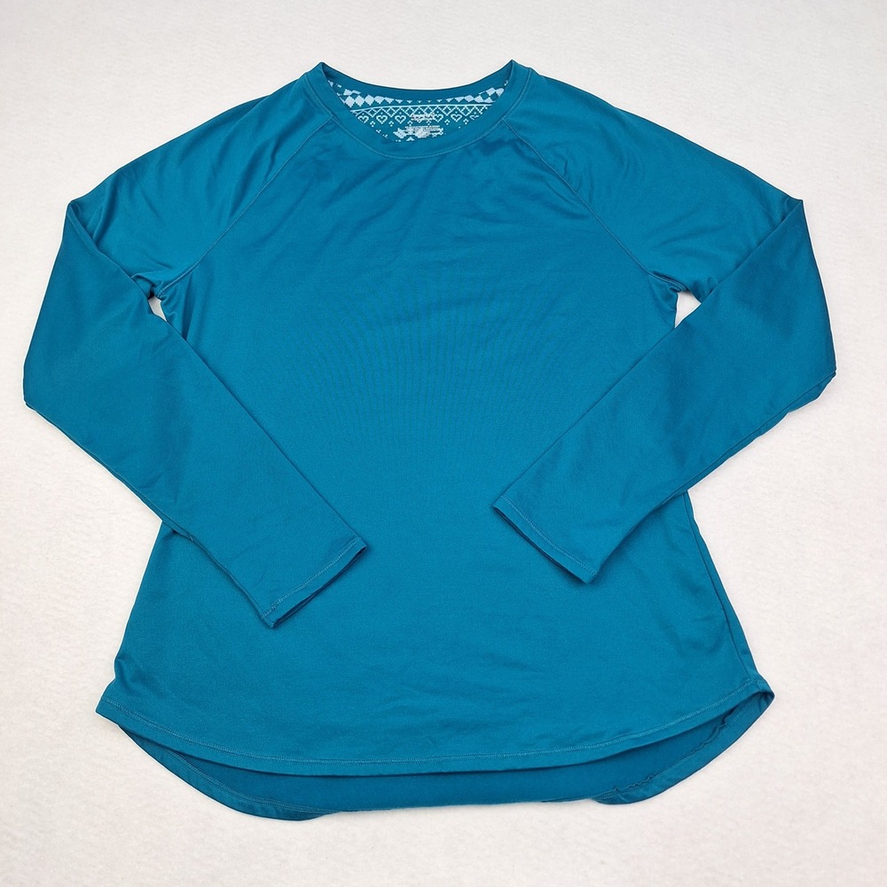 ClimateRight by Cuddl Duds Top Womens Large Blue Long Sleeve Thumbhole Layering - Picture 1 of 7